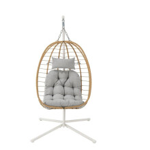 Hängender Eierstuhl - PALAVA - Stahlgestell - Geflecht aus synthetischem Rattan - D95 x L98 x H200 cm