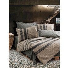 Bedding Set - 1 duvet cover 140 x 200 cm + 2 pillowcases 60 x 60 cm - 100% reinforced cotton - Brown
