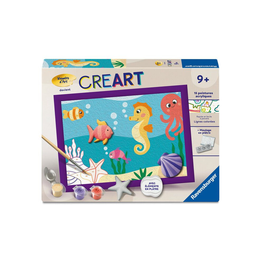Ravensburger – Creart Kids 18X24cm – Art Number – Ocean – Plaster Edition – Paint By Numbers Kit – From 9 Years – 12023234