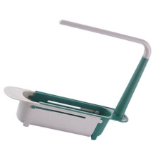 Adjustable Kitchen Sink Holder with Towel Rack – 34cm, Green, Retractable