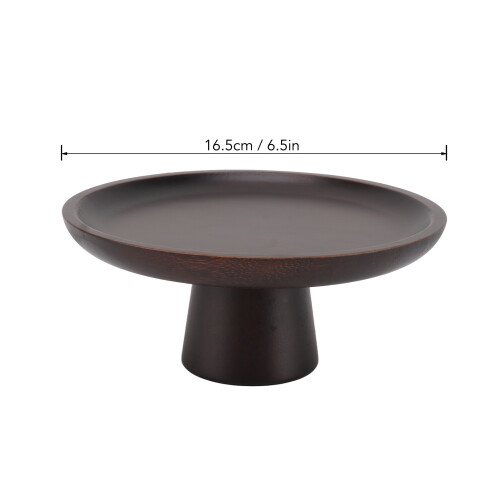 Tall Solid Wood Fruit Plate, 16.5cm Diameter, Black 1