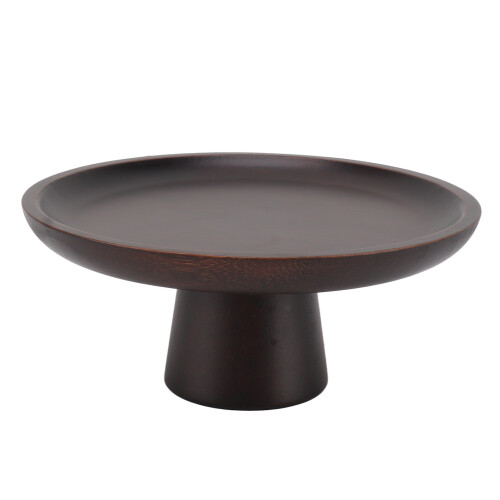 Tall Solid Wood Fruit Plate, 16.5cm Diameter, Black 2