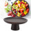 Tall Solid Wood Fruit Plate, 16.5cm Diameter, Black 16