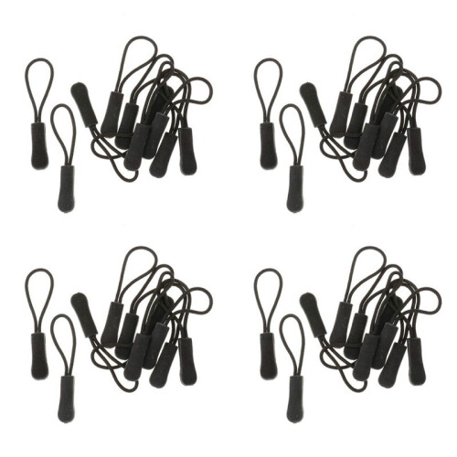 40 Anti-Slip Zipper Puller, Zipper, Zipper Extension Trailer, Practical and Robust for Back Pack, Jacket, Etc.- Black