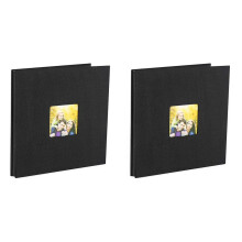 2X Foto Album Selbstklebendes Sammel Album für Hochzeit/Familie/Liebhaber Leinen Abdeckung DIY Geschenk für Valentinstag MüTter Schwarz