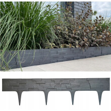 Stone Effect Lawn Edging, Flexible Plastic Garden Border, 2.3m GREY