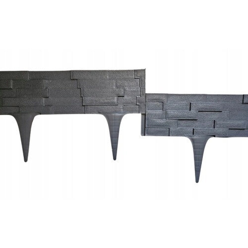 Stone Effect Lawn Edging, Flexible Plastic Garden Border, 2.3m GREY 1