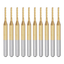 10 Szt. Powłoka Tytanowa Frez Palcowy z Węglika Spiekanego Grawerowanie Frez CNC Frezy do Maszyny PCB, Chwyt 1/8 Cala 1,3 mm