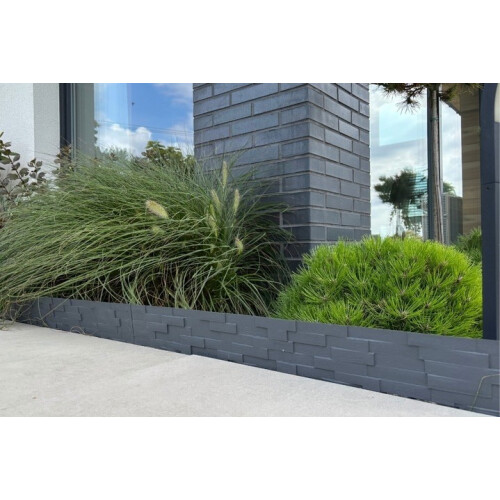 Stone Effect Lawn Edging, Flexible Plastic Garden Border, 2.3m GREY 2