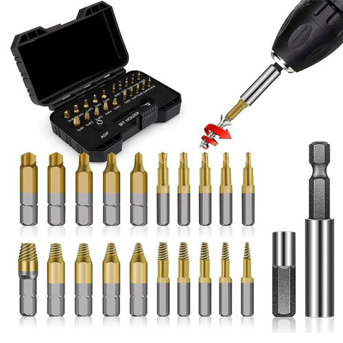 22Pcs Titanium Damaged Screw Extractor Set - Stocking Stuffers for Men Adults,Remover for Stripped Screws Nuts 1