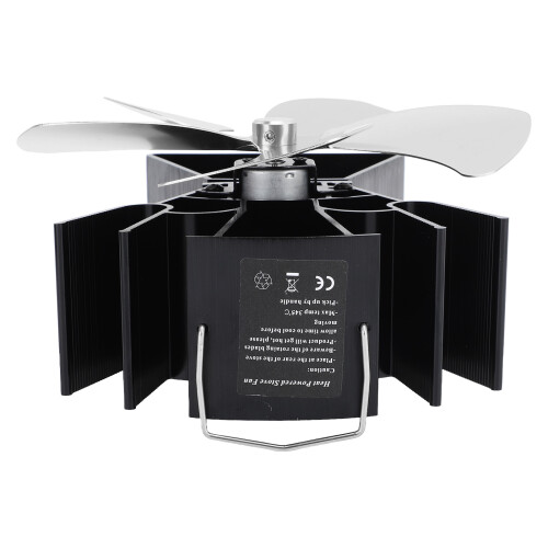 5-Blade Wood Stove Fan Silver Trapezoid Base