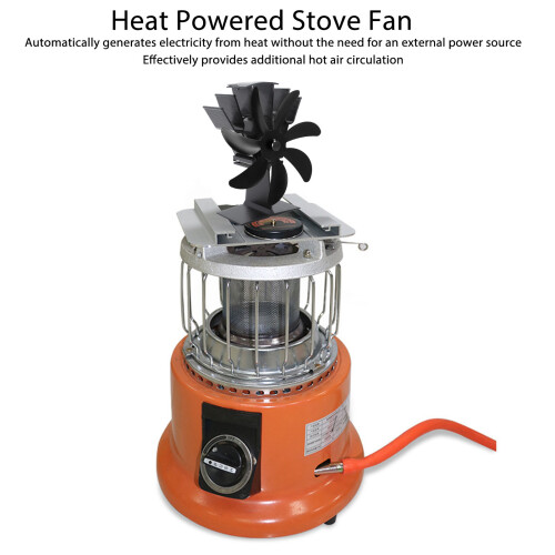 7-Blade Heat Powered Stove Fan Aluminum Black 1