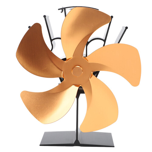 5 Blade Heat Powered Stove Fan, Gold, 0.74kg 1