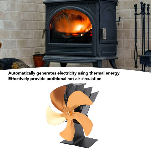 5 Blade Heat Powered Stove Fan, Gold, 0.74kg 2
