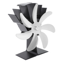 Heat Powered Fireplace Fan 7 Blades Aluminum Alloy Silver for Logs