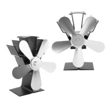 5 Blades Heat Powered Stove Fan Aluminum Silver for Wood Burning Fireplace