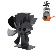 Vertical Stove Fan 6 Blades Heat Powered Alloy Black for Fireplace