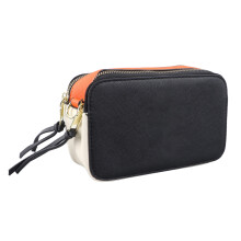 Borsa a spalla donna in PU nero piccola 20x12x8cm con stampa di lettere a contrasto