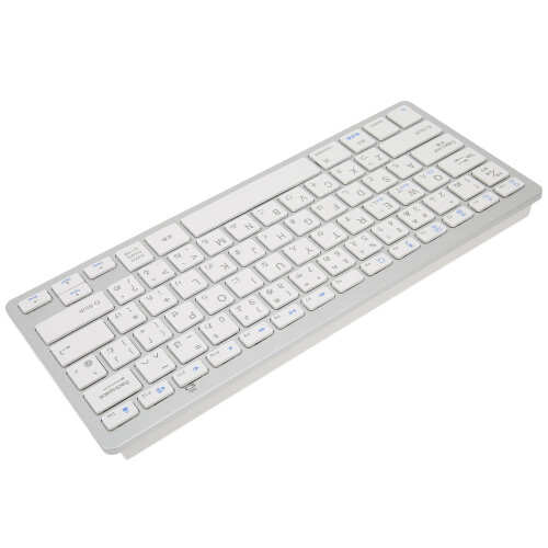 Wireless Mini 78-Key Ultra-Thin White Keyboard for Windows, Android, iOS