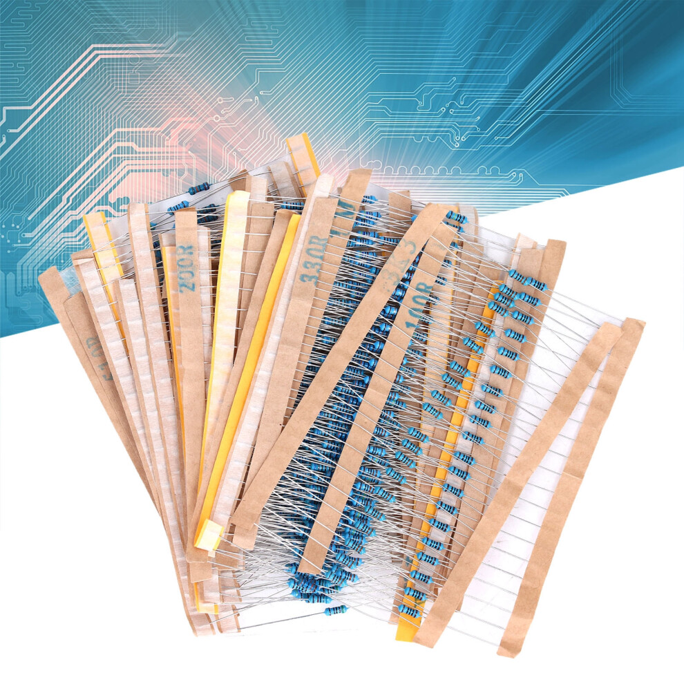 600Pcs 1/4W Metal Film Resistor Kit, 5 Color Rings, 10Î©-1Mî© 7901388247908