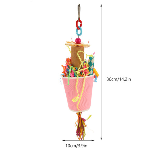 Gioco per l'alimentazione e il solving del pappagallo – Giochino da 36cm multicolore per beccare e giocare, masticabile per uccelli 1