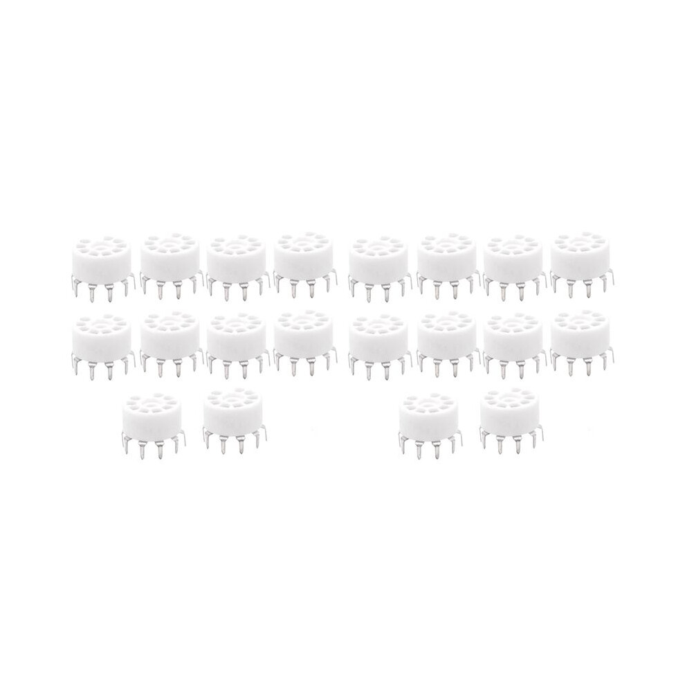 20Pcs Ceramic 9Pin B9a Pcb Mount Tube Socket For 12Ax7 12At7 12Au7 6Dj8 Ecc82 5670 6922 Hifi Audio Vintage Amp Silver 6031862495783