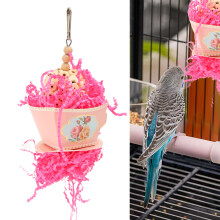Pink Bird Foraging Shredding Toy for Small Birds in Cage - 15cm Hanging Design