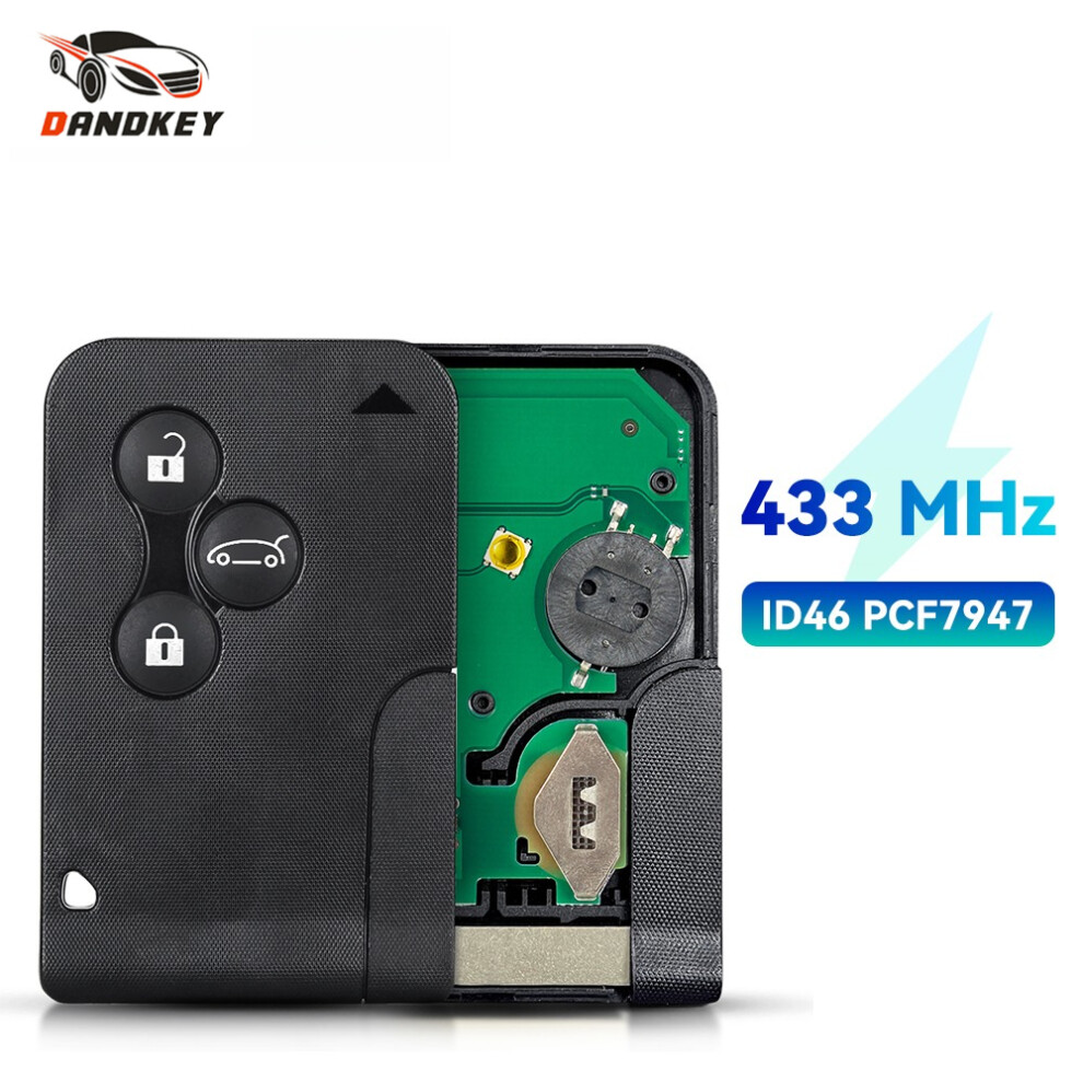 For Renault Clio Logan Megane 2 3 Scenic 433Mhz Id46 Pcf7947 Chip 3Btn Emergency Smart Remote Car Key Card Fob Small Key 6935161656978