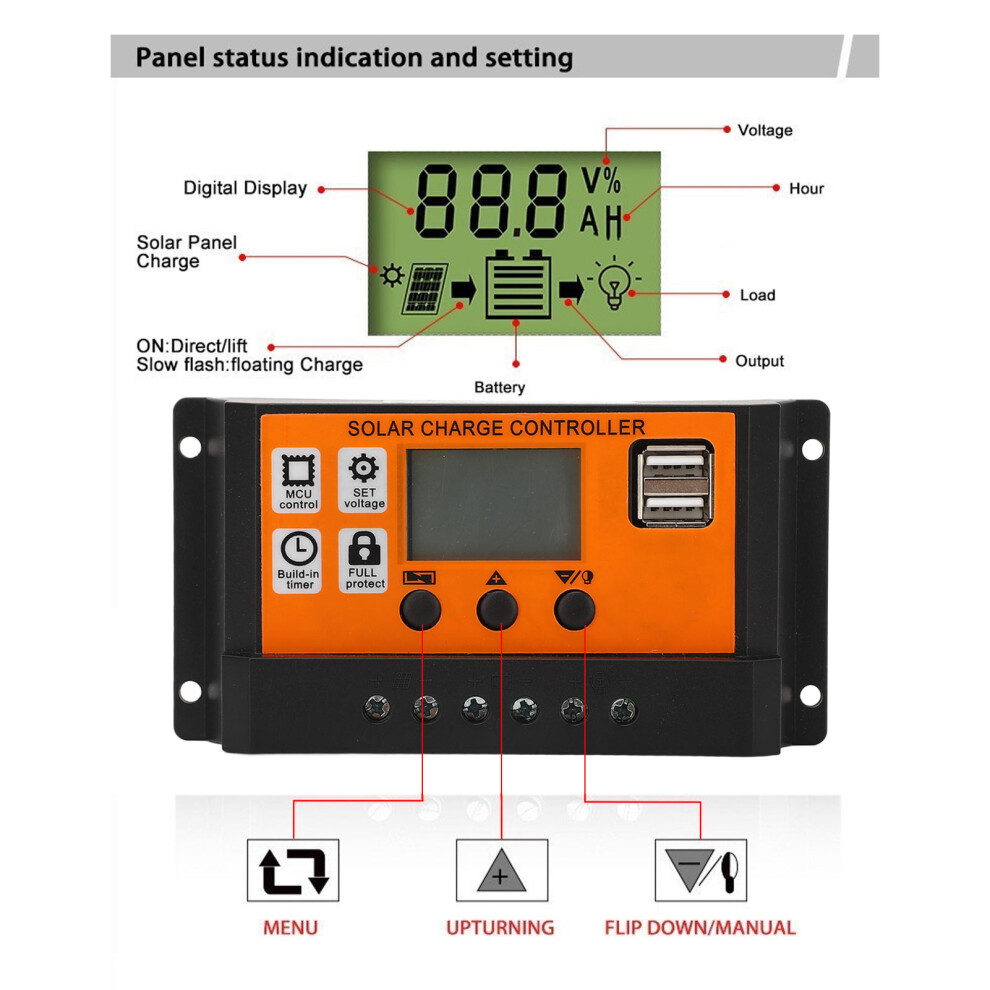 Multi-Protection Solar Regulator 20A LCD
