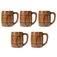 5X 400Ml Classic Style Natural Wood Cup Wooden Beer Mugs Drinking for Party Novelty Gifts Eco-Friendly