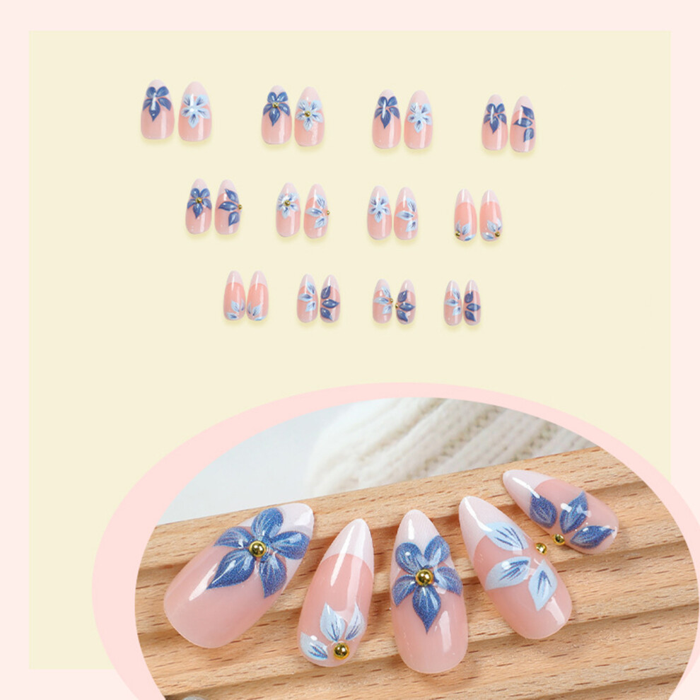 Roc-Electron 24Pcs Gold Bead French Nails For Wedding