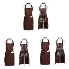 3X Plain Apron Front Pocket for Butchers Chefs Kitchen Cooking Baking Waiter - Brown