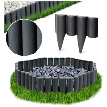 DEEP GREY Palisade Lawn Edging Border with Wood Log Effect, 2.5 Metres