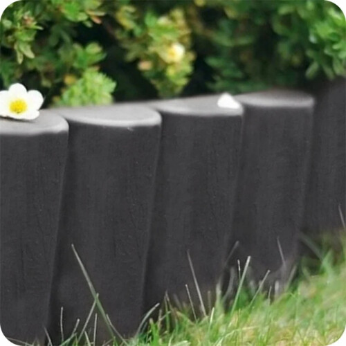 DEEP GREY Palisade Lawn Edging Border with Wood Log Effect, 2.5 Metres 2