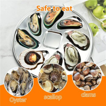 8 Stück Austern Teller Austern Teller Aus Rostfreiem Stahl Im Muschelform, Langlebiger Austern Behälter mit 8 Schlitzen für Austern Sauce