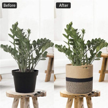 2X Storage Bins Organizer Baskets, Plant Pot Cover Woven Planter Basket Laundry Basket with Handles Modern Decor