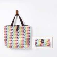 (Colorful fold lines) Portable Reusable Grocery Bags Strong Load-bearing Capacity Tote Bags for Grocery Store Supermarket