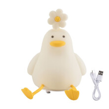 Flower Duck Night Light,3 Colors Silicone Night Lights,1200MAh Rechargeable Cute Lamp, Timer Night Light for Living Room