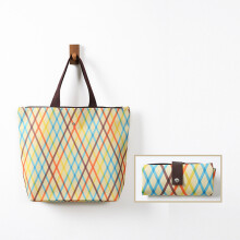(Colored Diagonal) Portable Reusable Grocery Bags Strong Load-bearing Capacity Tote Bags for Grocery Store Supermarket
