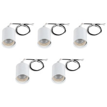 5X E27 Ceramic Screw Base Round LED Light Bulb Lamp Socket Holder Adapter Metal Lamp Holder with Wire White