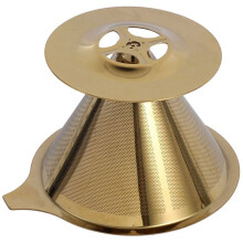 2X Doppel Wandiger Titan Gold Edelstahl ÜBergießer für Kaffee Tropf Filter mit Tassen Ständer und Griff