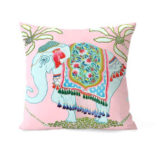 Fundas de Cojín Decorativas de 45 X 45 cm con Diseño de Elefante, Suaves y Bonitas, con Borlas Rosas, para el Hogar, el Sofá o el Banco.