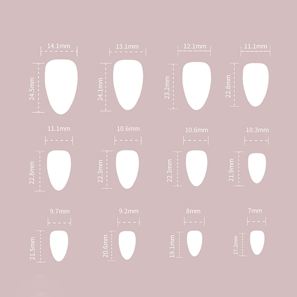 Zhouq-Outdoors Short Almond Press On Nails - Glossy Stage Wear