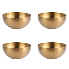 4X Bols à Salade en Acier Inoxydable de Capacité, Soupe Coréenne, Nouilles de Riz, Bol de Ramen, Récipient pour Aliments de Cuisine, Or, 15X7CM