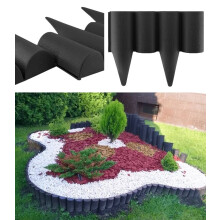 BLACK Palisade Lawn Edging Border with Wood Log Effect, 2.5 Metres