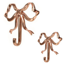 (Rose Gold) 2pcs Bow Knot Wall Hooks Bow Knot Coat Hooks Cute Door Hangers for Hallway Bathroom Kitchen Office