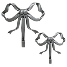 (Ancient Silver) 2pcs Bow Knot Wall Hooks Bow Knot Coat Hooks Cute Door Hangers for Hallway Bathroom Kitchen Office