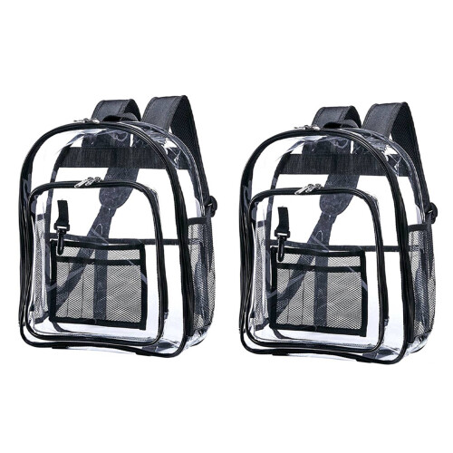 2X Heavy Duty Clear Backpack,Security Transparent School Backpack,See Through Bookbag 1