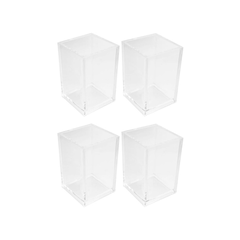 Acrylic Pen Holder 4 Pack,Clear Desktop Pencil Cup Stationery Organizer For Office Desk Accessory 4713629675301