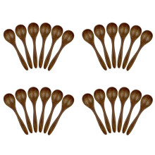 Small Wooden Spoons, 24PCS 5.3 Inch Natural Soup Spoons Bamboo Wood Spoon for Eating, Handmade Condiments Mixing Serving